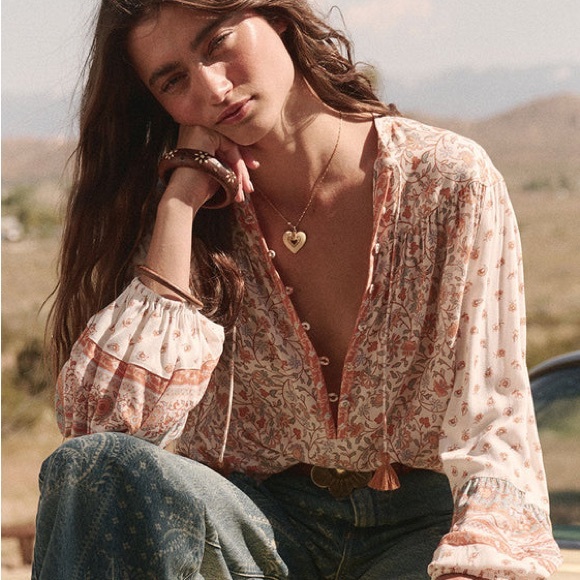 Spell sunshine bandit blouse in desert sage size small - Picture 3 of 8